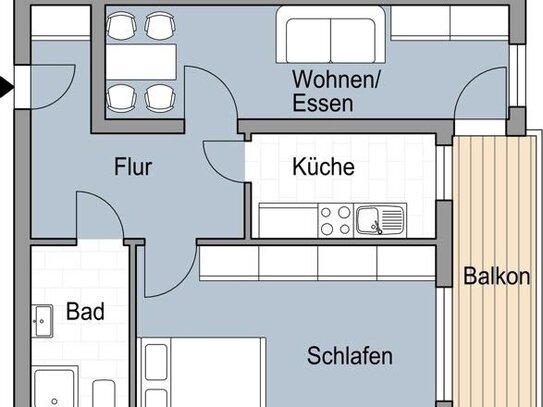 Schicke 1,5 Zimmerwohnung mit Balkon