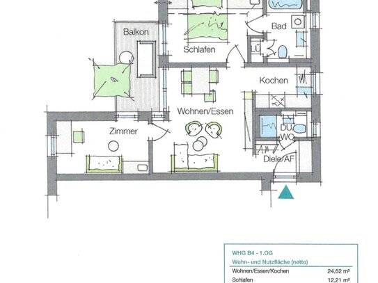 B 04 - WUNDERSCHÖNE GANZ NEUE MODERNE UND RUHIGE TRAUMWOHNUNG MIT GROßEM SONNIGEN BALKON UND TIEFGARAGENSTELLPLATZ