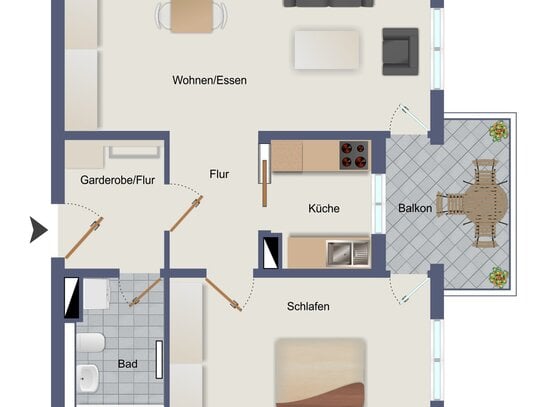 Moderne 2-Zimmer-Wohnung mit Balkon im Nürnberger Süden - ruhige Lage!