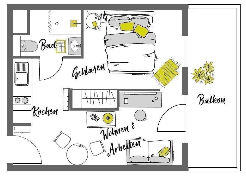 Möbliertes Suite mit Balkon - Nur für 1 Person! - Foto 1