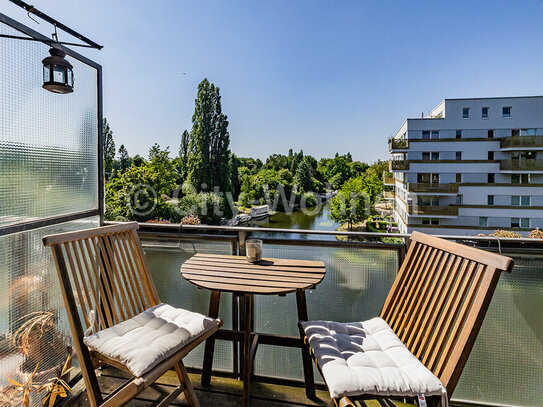 Möbliertes Apartment in Hamburg-Hamm mit Balkon und Blick aufs Wasser