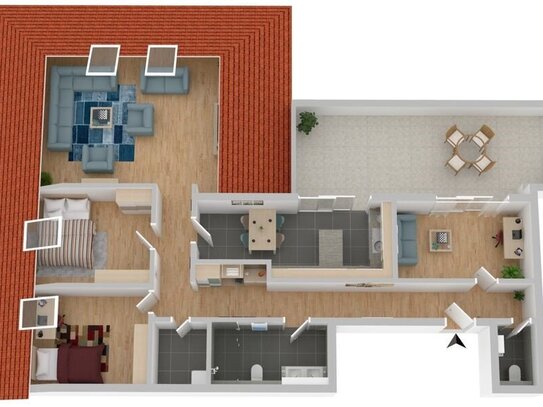 4-Raum-Wohnung im Dachgeschoss mit Dachterrasse! ERSTBEZUG