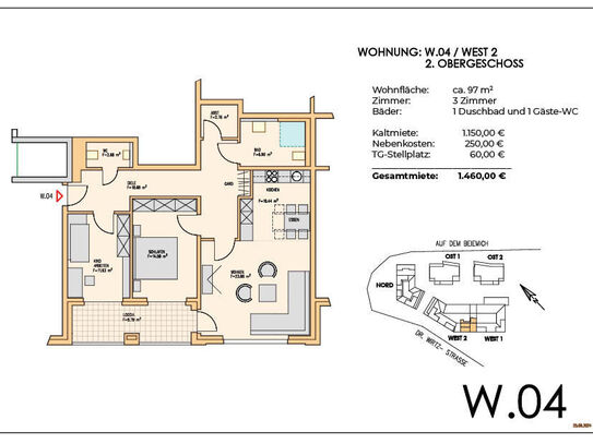 Wohnung W.04: Moderne 3-Zimmer-Wohnung mit Loggia im barrierefreien Neubau Kleverhof!