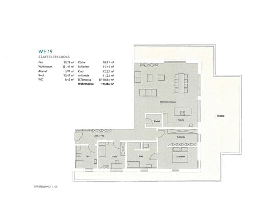 Lichtdurchflutete Penthouse Wohnung incl. moderne Einbauküche und Klimaanlage