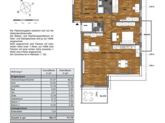 NEUBAU + 3 - Zi.- Dachgeschosswohnung mit Klimaanlage und 2 Balkonen