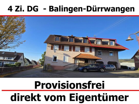 Provisionsfrei - renovierte 4 Zimmer DG-Wohnung in Balingen-Dürrwangen