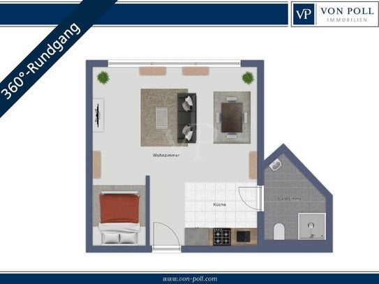 VON POLL | Kapitalanlage in Fürth-Stadtgrenze: 1-Zimmer-Wohnung