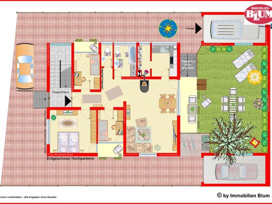 helle, großzügig geschnittene 4-Zimmer-Mietwohnung mit Einbauküche, 3 Balkonen, Garten, Stellplatz und Garage in ruhige…