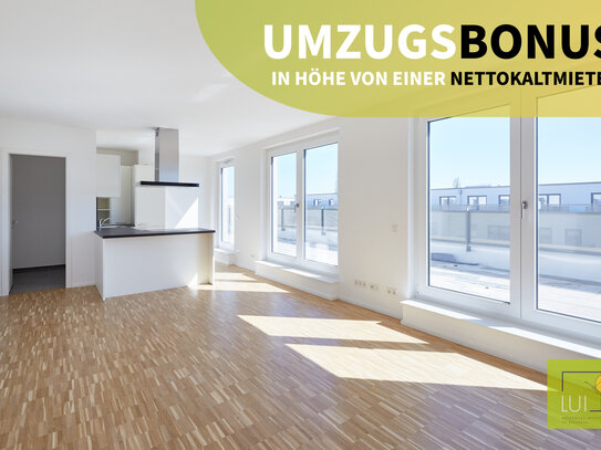 Der erste Monat MIETFREI: Traumhafte 3-Zimmer Wohnung mit großer Dachterrasse zu vermieten!