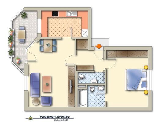 2-Zimmer-Wohnung mit Balkon und Tiefgaragenstellplatz in zentraler Lage - Bezugsfrei!