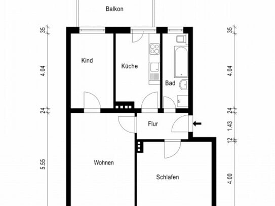 3-Raum-Wohnung in ruhiger Lage