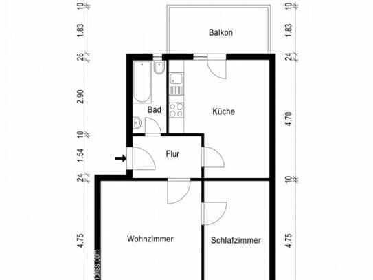 2-Raum-Wohnung mit Balkon im Grünen