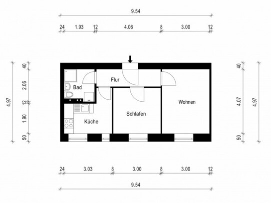 Neu sanierte 2-Raum-Wohnung mit Dusche