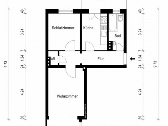 2-Raum-Wohnung mit Balkon in Stadtfeld!