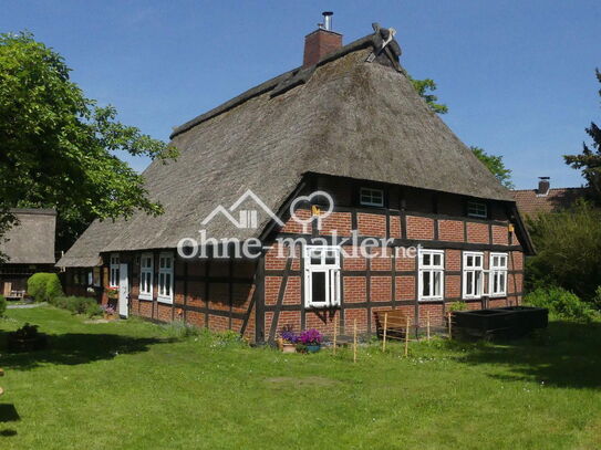 Schönes Reetdach-Bauernhaus mit Bauerngarten und Treppenspeicher