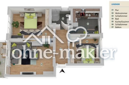 +++Lichtdurchflutete 3 Zi.-Wohnung+++Balkon u. Stellplatz+++ In Sel.-Frhsn.+++