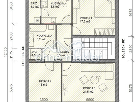 Pronájem bytu 3+1 83 m²