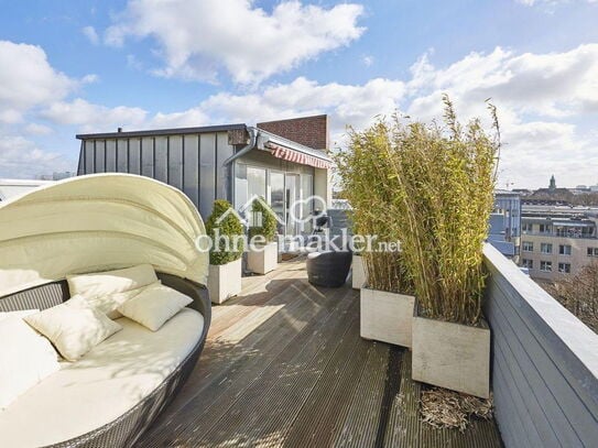 Möblierte Traumwohnung (3 Zi.) mit Dachterrasse in Winterhude (befristet)