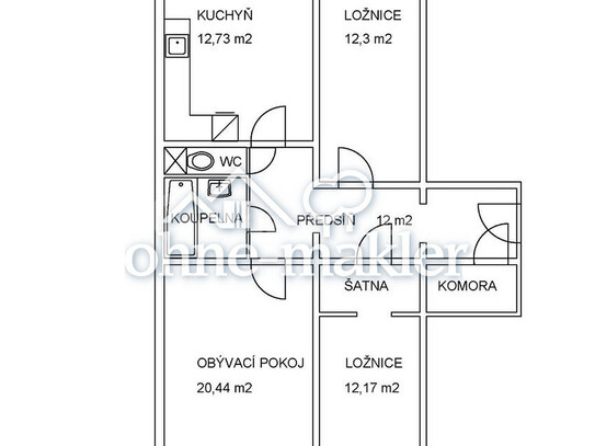 Pronájem bytu 3+1 82 m²