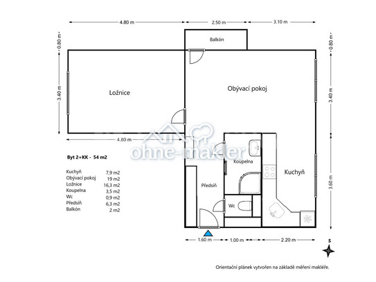 Pronájem bytu 2+kk 52 m²