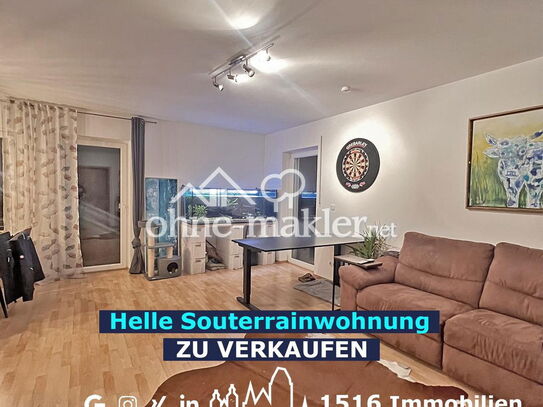 PROVISIONSFREI - Lichtdurchflutete Souterrain-Wohnung in Hanglage mit großer Terrasse und Garten