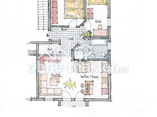 Neuwertige Moderne Helle 3 - 1/2 Zimmer Wohnung mit großen Balkon Sennfeld/Rempertshag