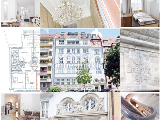 Denkmalgeschützte Altbauwohnung in AAA-Lage N-Wöhrd | Balkon, Aufzug, Seltenheit | Liebhaberobjekt