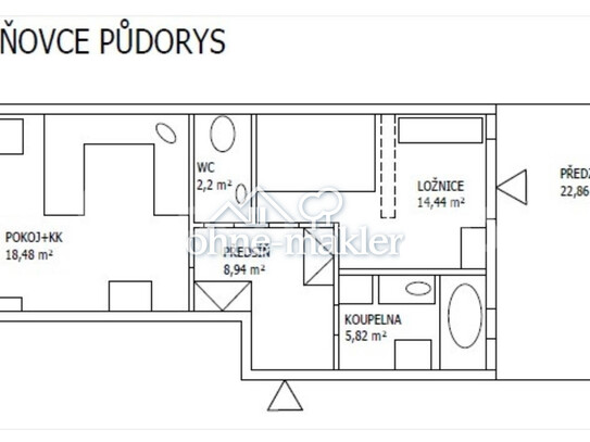 Pronájem bytu 2+kk 50 m²