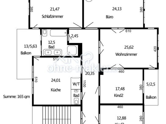 Große, mod. Altbauwohnung: 5Zi, Kü, Bad,165qm, 2Blk, Garage, 1.OG