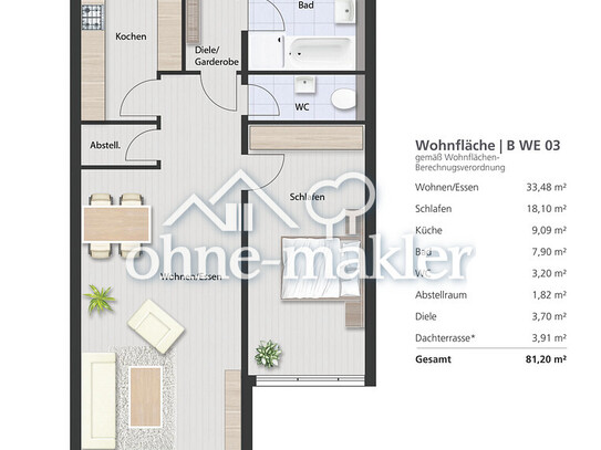 Zukunftssicher und hochwertig: 2-Zimmer-Wohnung in KfW 40-Neubauprojekt Variante 5