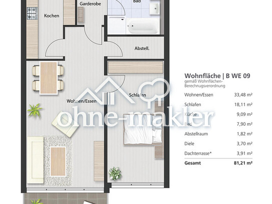 Zukunftssicher und hochwertig: 2-Zimmer-Wohnung in KfW 40-Neubauprojekt Variante 5.1