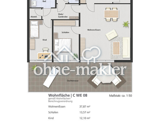 Zukunftssicher und hochwertig: 3-Zimmer-Wohnung in KfW 40-Neubauprojekt Variante 3.3