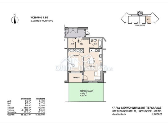 Moderne 2-Zimmer-Wohnung mit Garten, mit Südausrichtung, zentral in Geiselhöring