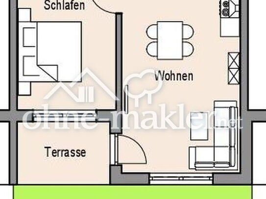 Moderne 2-Zimmer-Wohnung mit Garten, mit Südausrichtung, zentral in Geiselhöring