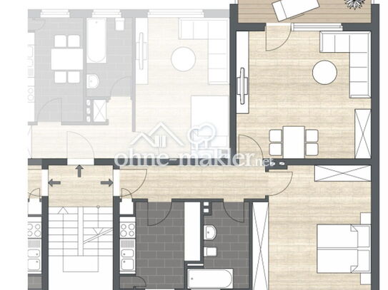 Direkt zum Einziehen - Zentrale, großzügige 2-ZimmerWohnung mit separater Küche und großer Loggia