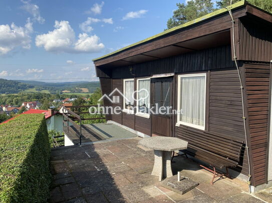 Eigentums-Gartengrundstück mit unterkellertem Bungalow 26m² in landschaftlich bester Lage