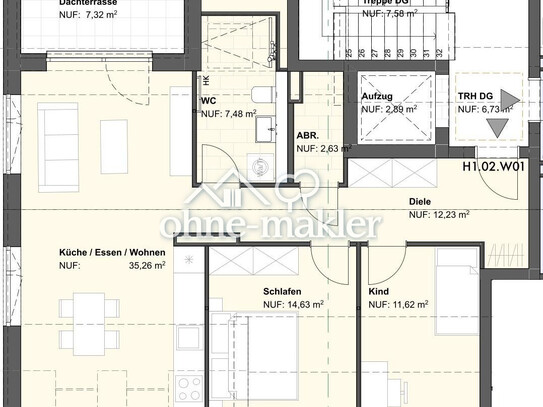 Schicke-Neubau-Dachwohnung in Bischofsheim Ortsmitte