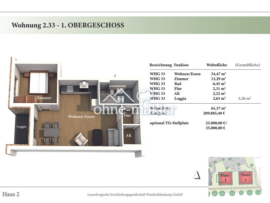 2 Zimmer 1.OG Neubau-Eigentumswohnung 2.33