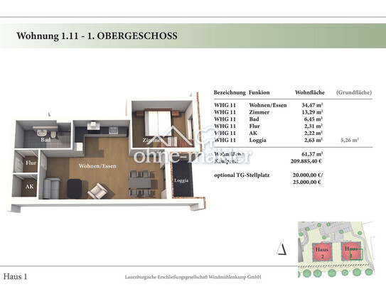 2 Zimmer 1. OG Neubau-Eigentumswohnung 1.11