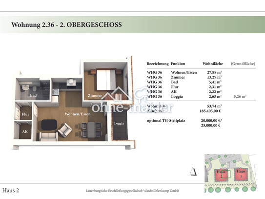 2 Zimmer 2. OG Neubau-Eigentumswohnung 2.36