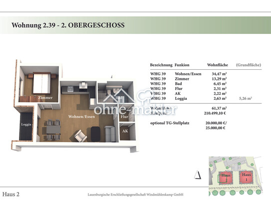 2 Zimmer 2. OG Neubau-Eigentumswohnung 2.39