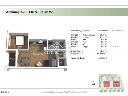 2 Zimmer EG Neubau-Eigentumswohnung 2.27