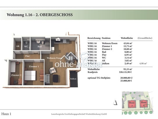 3 Zimmer 2. OG Neubau-Eigentumswohnung 1.16