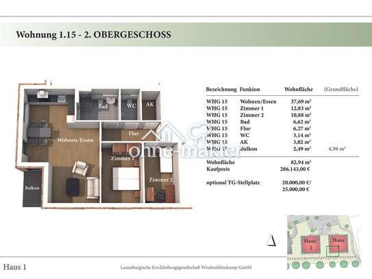 3 Zimmer 2. OG Neubau-Eigentumswohnung 1.15