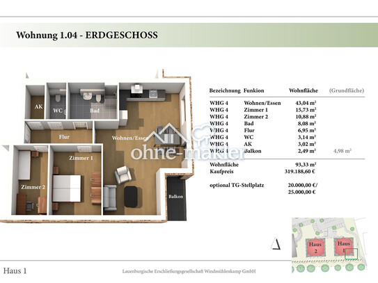 3 Zimmer EG Neubau-Eigentumswohnung 1.04