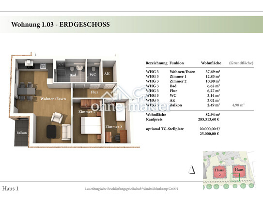 3 Zimmer EG Neubau-Eigentumswohnung 1.03