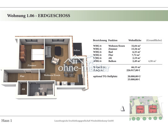 2 Zimmer EG Neubau-Eigentumswohnung 1.06