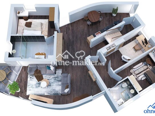 Lichtdurchflutete 4-Zimmer Wohnung mit riesiger Dachterrasse u. unverbaubarem 360 ° Dreiländer-Blick